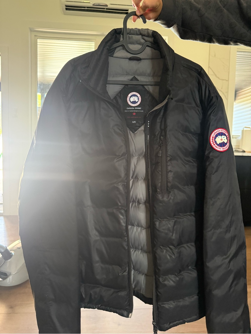 Canada Goose Black Men's Puffer Jacket with Logo Patch